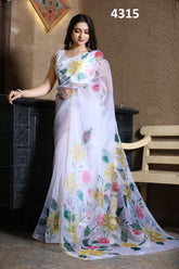Vakratund Sarees Are Highly Crafted With Soft And Pure Organza Fabric And All Over Digital Print